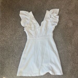 BCBGeneration Ivory Ruffle Sleeve Dress